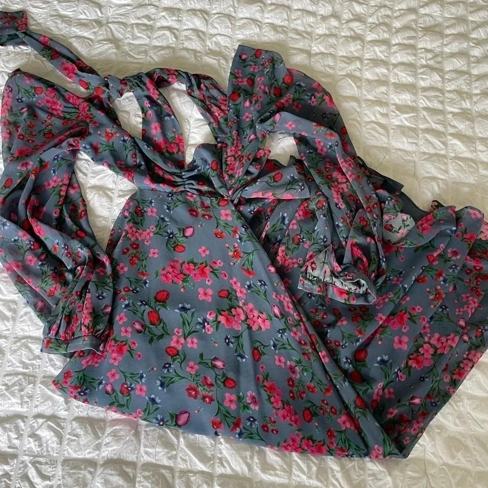 Fame & Partners floral back tie maxi dress